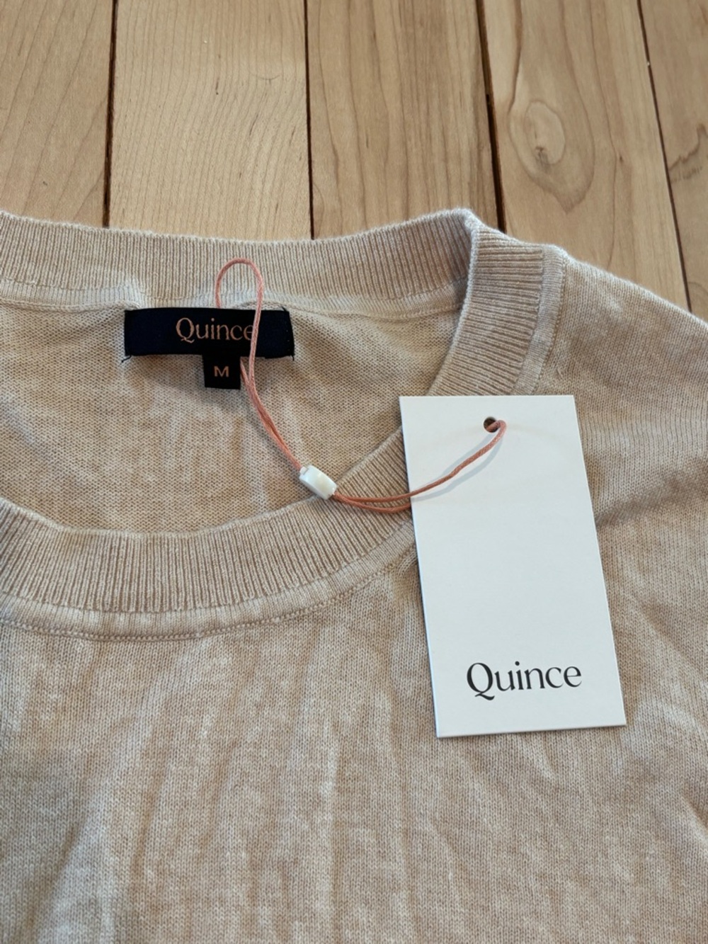 Quince Lightweight Cotton Cashmere Crew Sweater Heather Oatmeal Medium - Picture 5 of 8